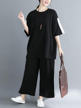 Two-Pieces Loose Colorblock T-Shirt And Pants Set